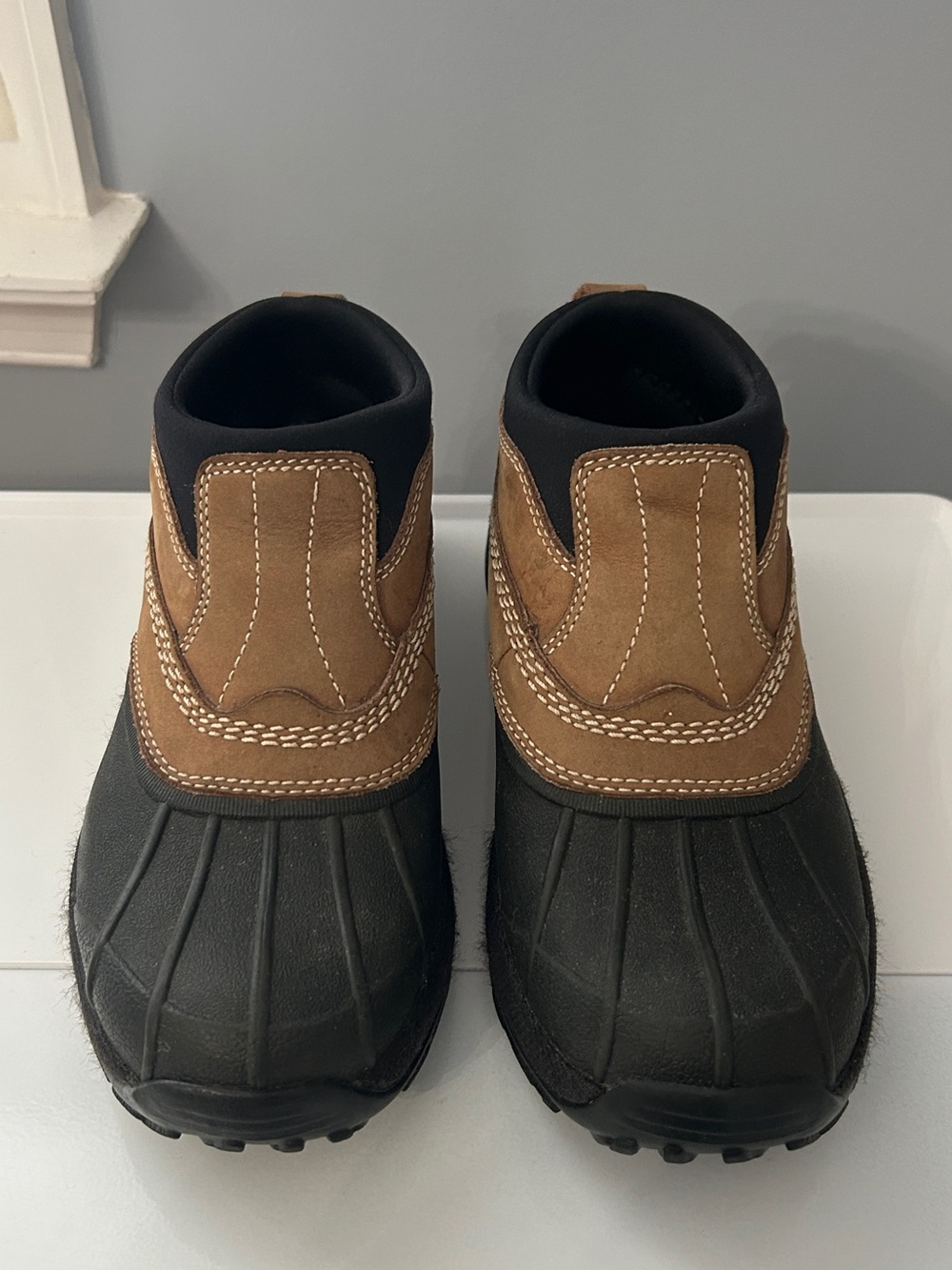 LL Bean Storm Chaser Waterproof Slip on Duck Boot Size 6 Medium Brown Tan Womens